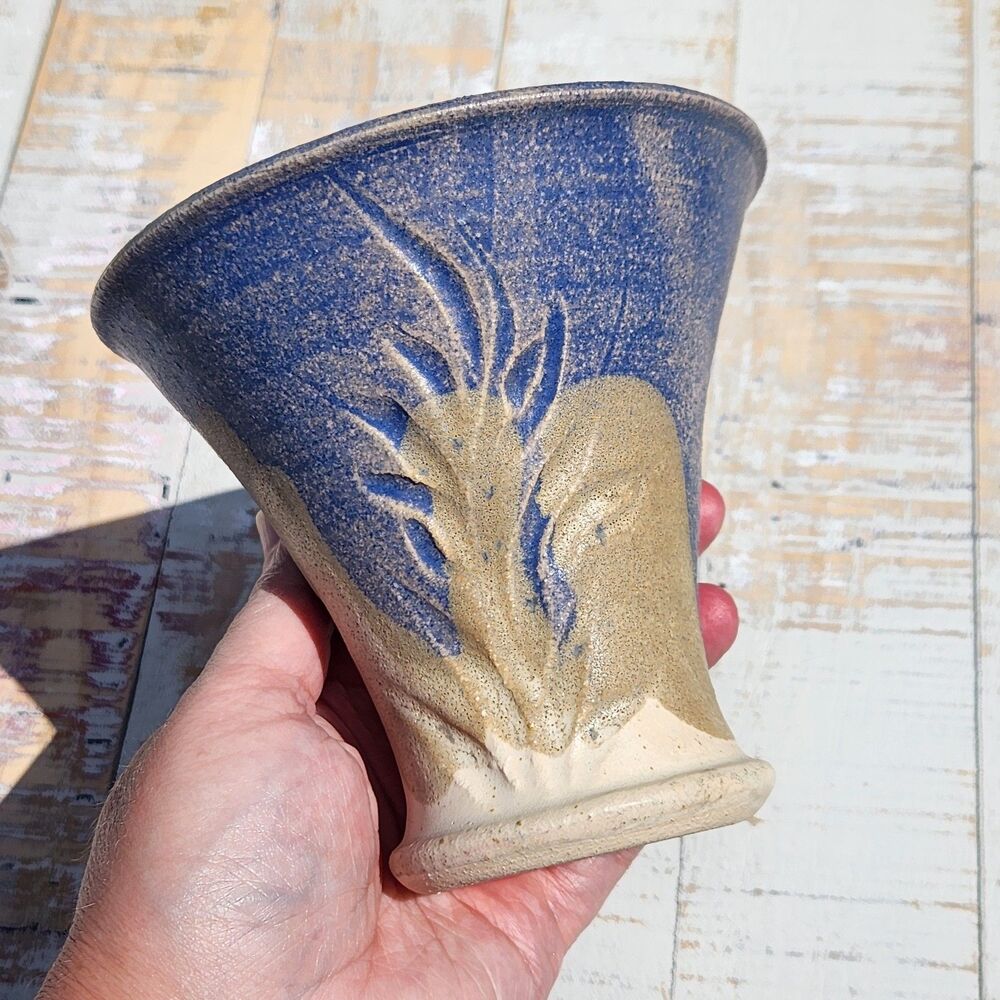 Studio Art Pottery Vase Hand Thrown Stoneware Drip Glaze Nature Inspired Earthen